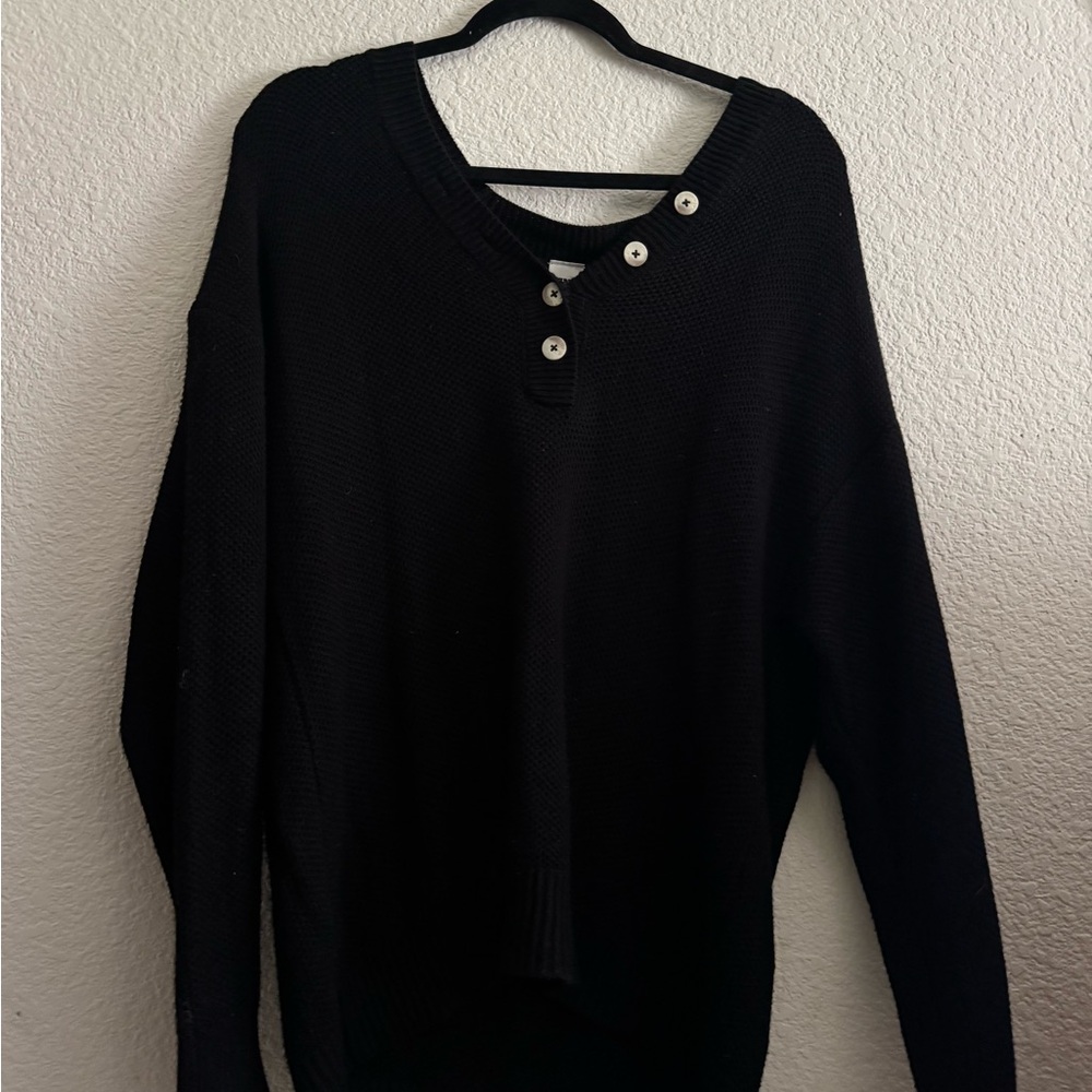 Cambridge Knit Beach Sweater Henley Black - Victoria's Secret PINK